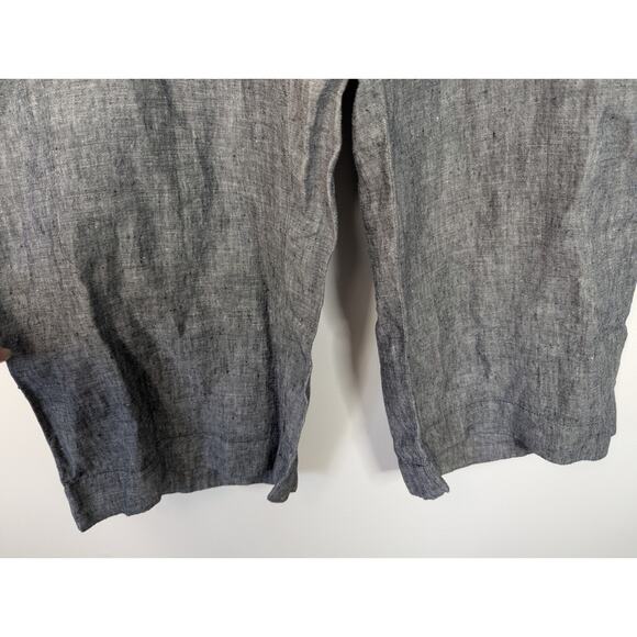 NWT J. Jill Linen High Rise Cropped Wide Leg Pant in Black White - Picture 2 of 8